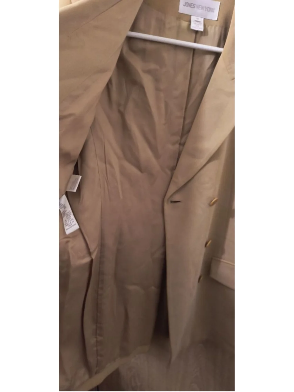 Vintage Jones New York 100% Silk Blazer Camel Double Breasted Minimalist 10